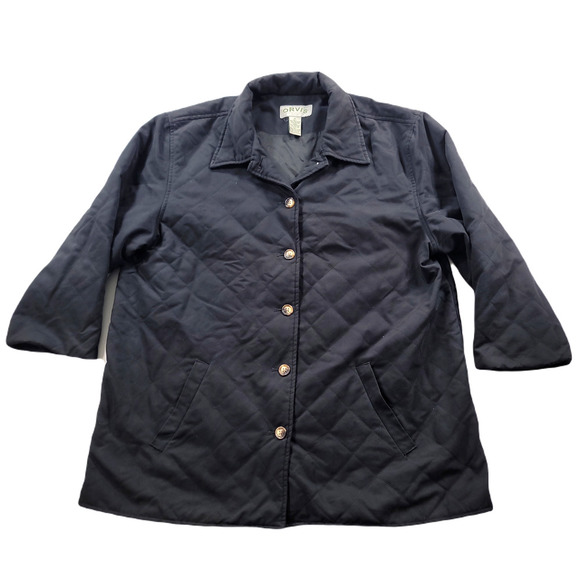 Orvis Quilted Jacket Womens XL Black Nylon Button Up‎ Lined Short Sleeves - Picture 1 of 9